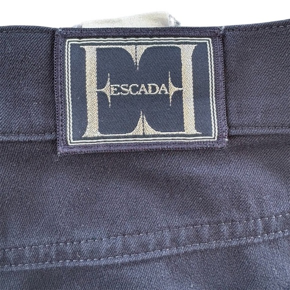 ESCADA Margaretha Ley Pants Size 12 (42 EU) Navy Blue chino Trouser Vintage - Picture 8 of 9